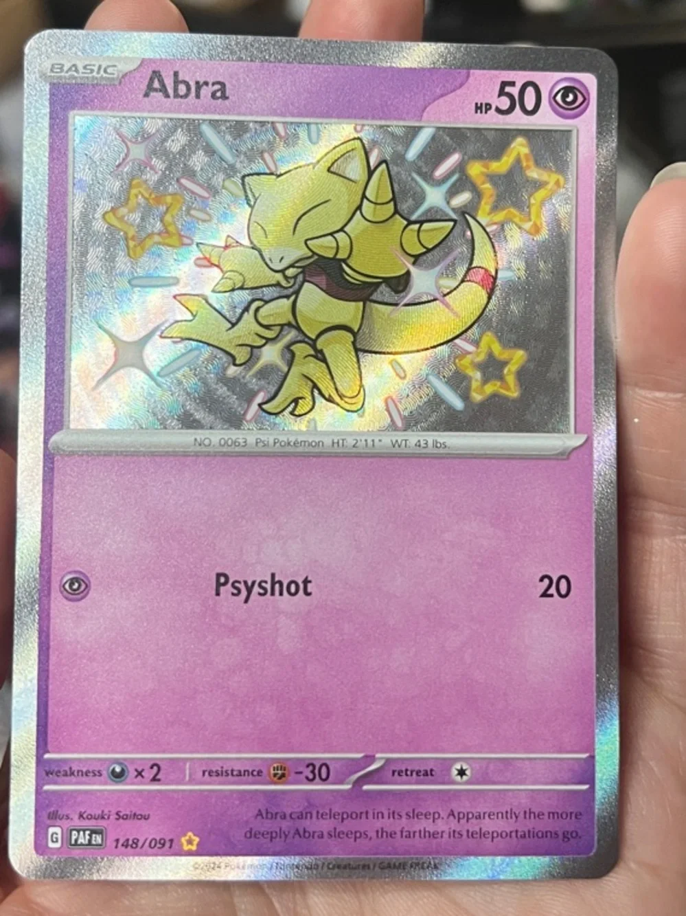 ✨SHINY ABRA- Pokemon Trading card 148/091